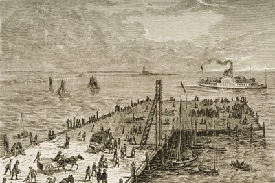 De kade op Nantucket Island, Massachusetts in de jaren 1870, c.1880 door Reverend Samuel Manning